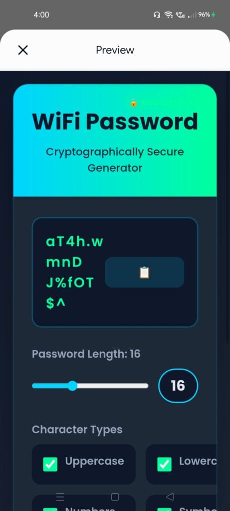 WiFi Password Generator Tool