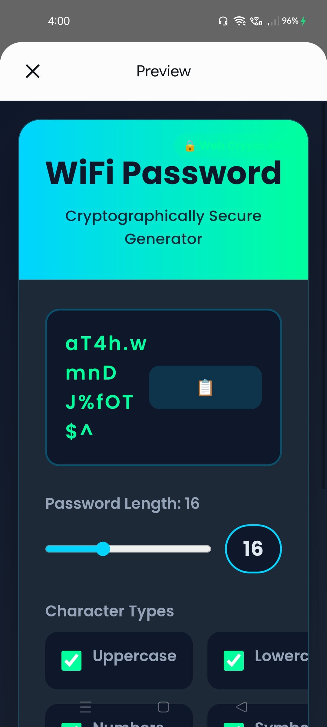 WiFi Password Generator Tool