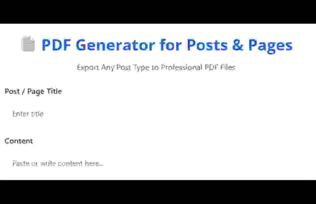 PDF Generator for Posts & Pages – Export Any Post Type to PDF