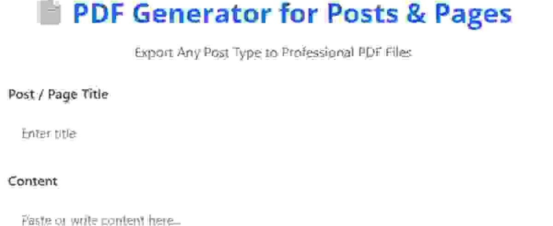 PDF Generator for Posts & Pages – Export Any Post Type to PDF