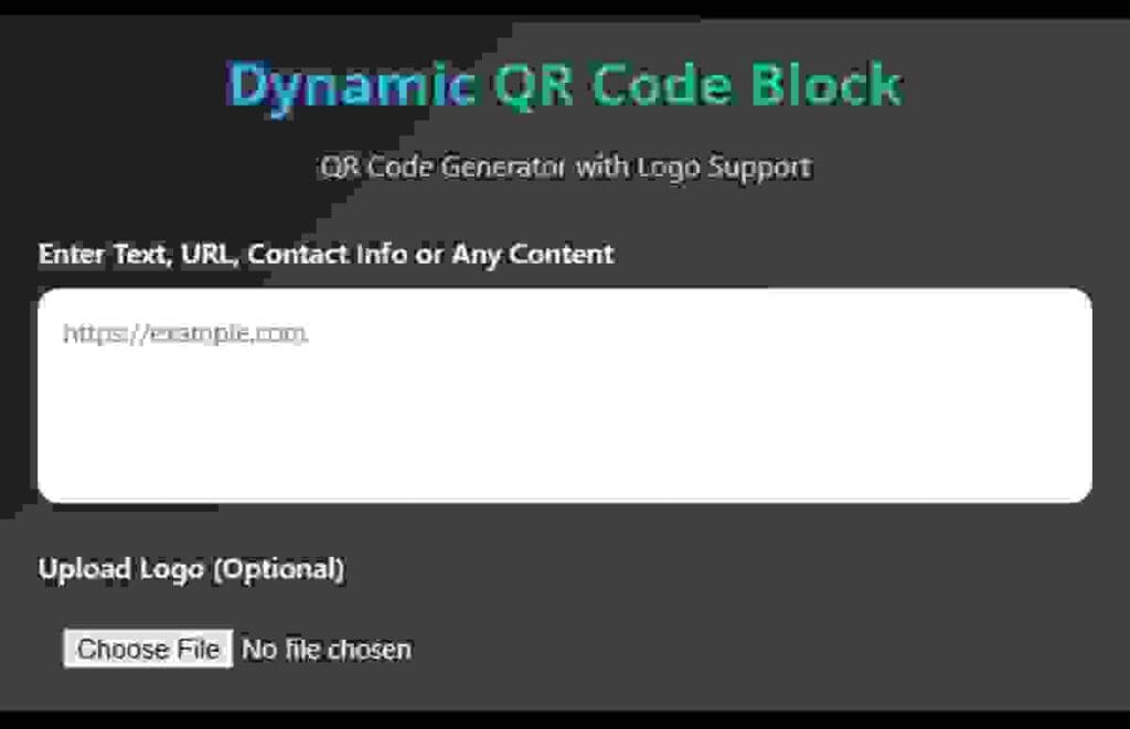 Dynamic QR Code Block – QR Code Generator with Logo Support