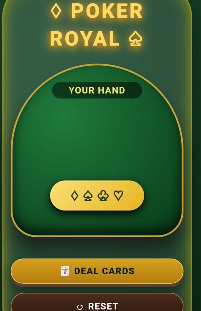 Online Poker Game Web Tool