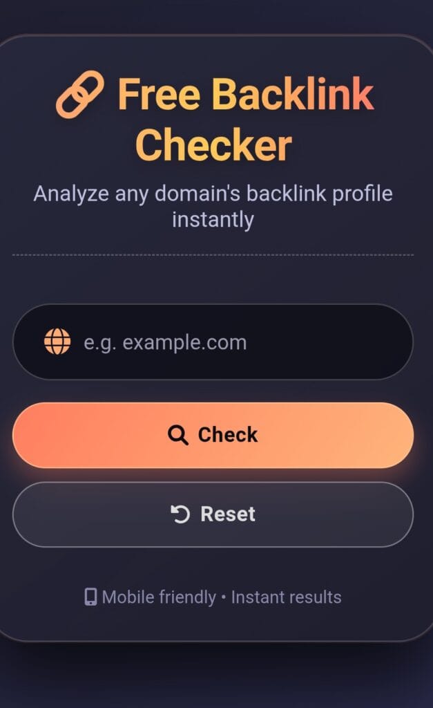 Free Backlink Checker web tool